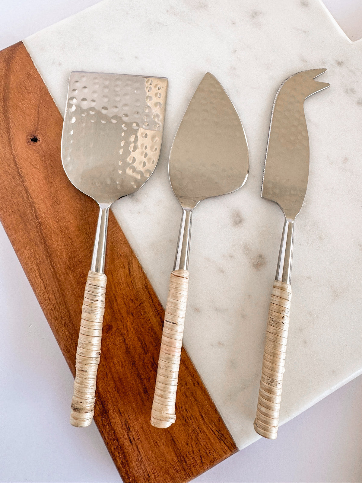 Rattan Cheese Knives, Set of 3