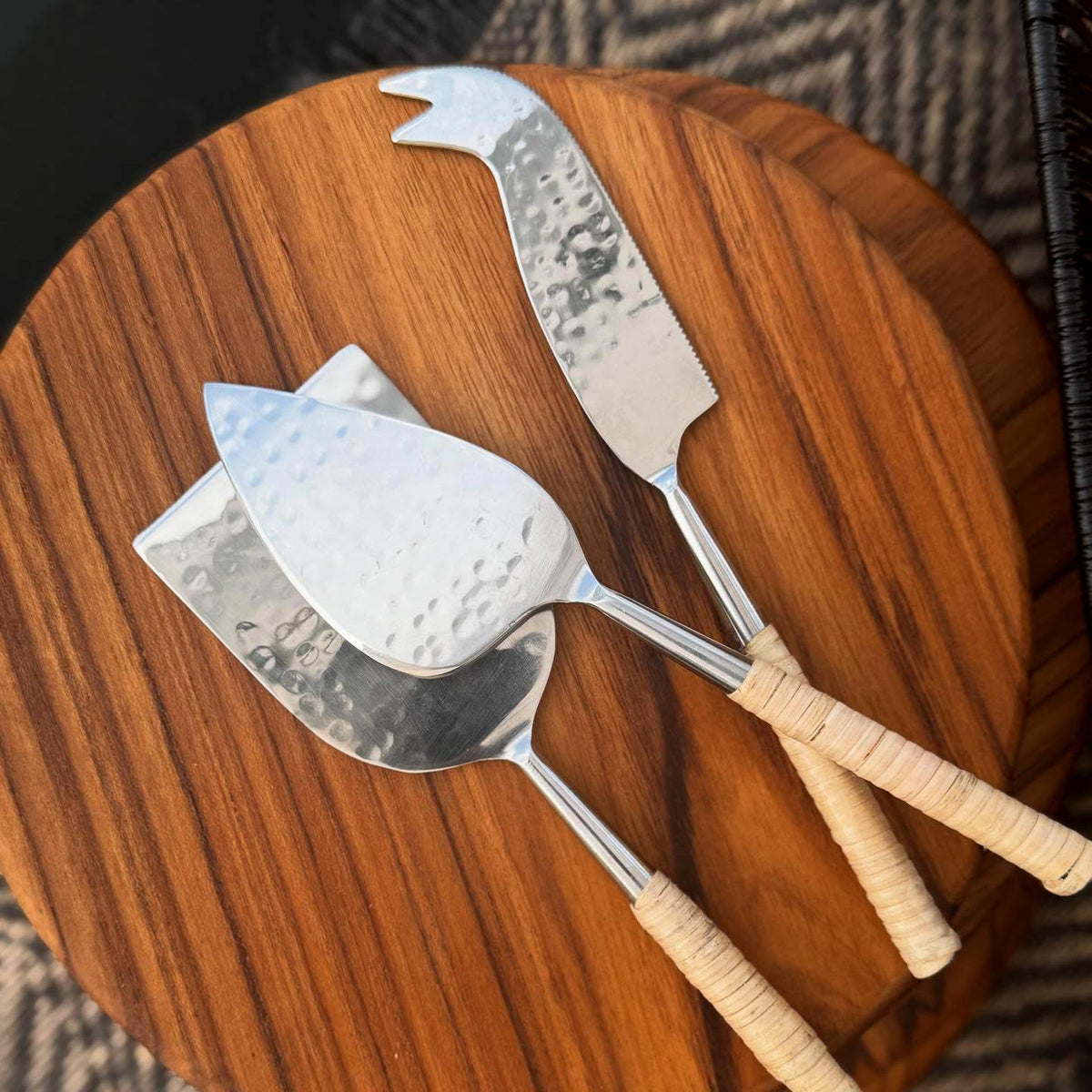 Rattan Cheese Knives, Set of 3