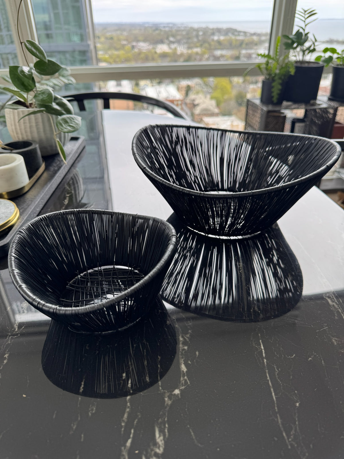 M. By Design - Curated tabletop essentials. Black woven bowl on a white background